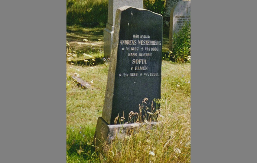 Sofia Elméns grav på Nämdö kyrkogård.